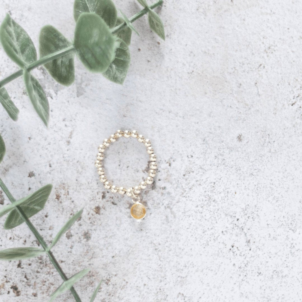 Silver Citrine Birthstone Ring