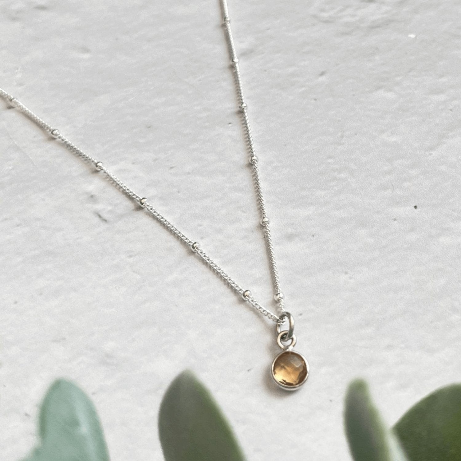 Citrine Birthstone Necklace in Sterling Silver