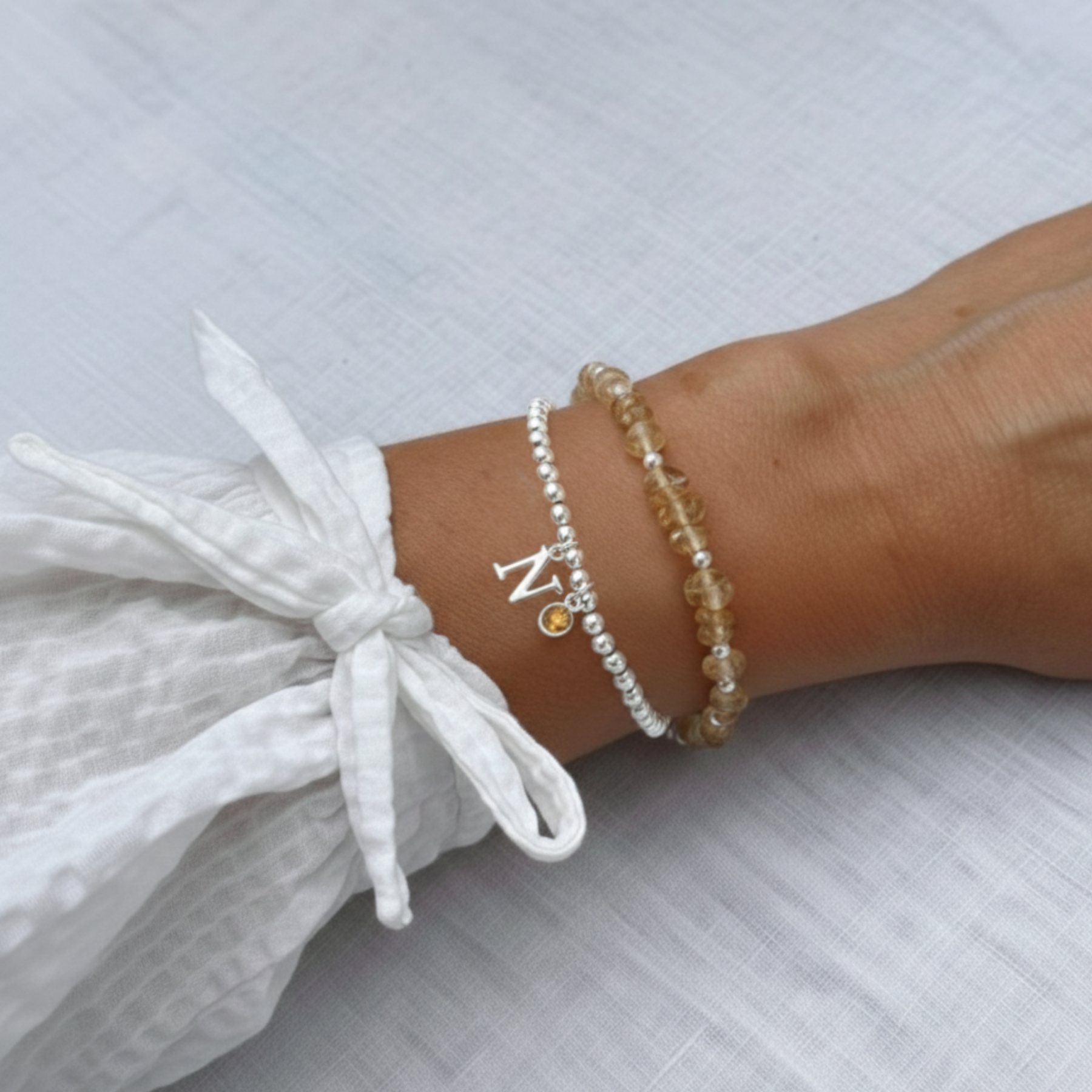 Citrine Crystal Bracelet in Sterling Silver and Gold