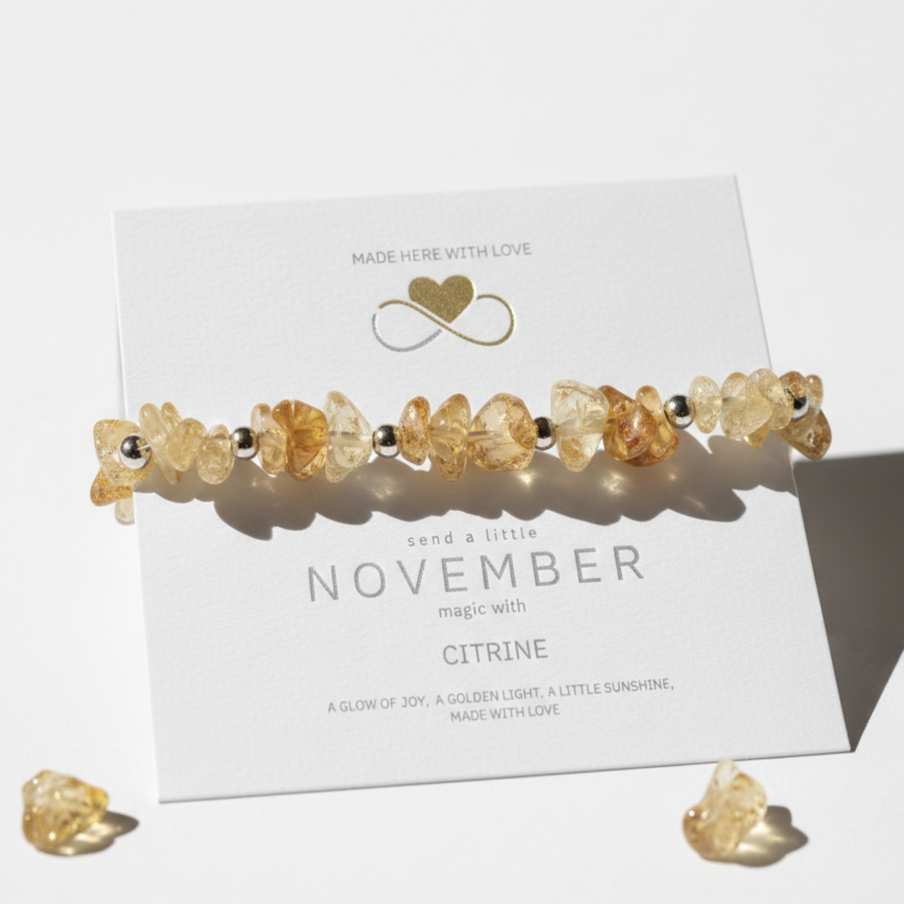 Citrine Crystal Bracelet in Sterling Silver and Gold