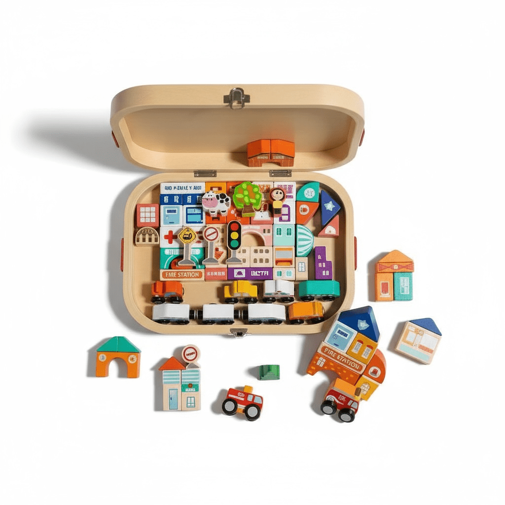 Wooden City Building Blocks Set for Imaginative Play