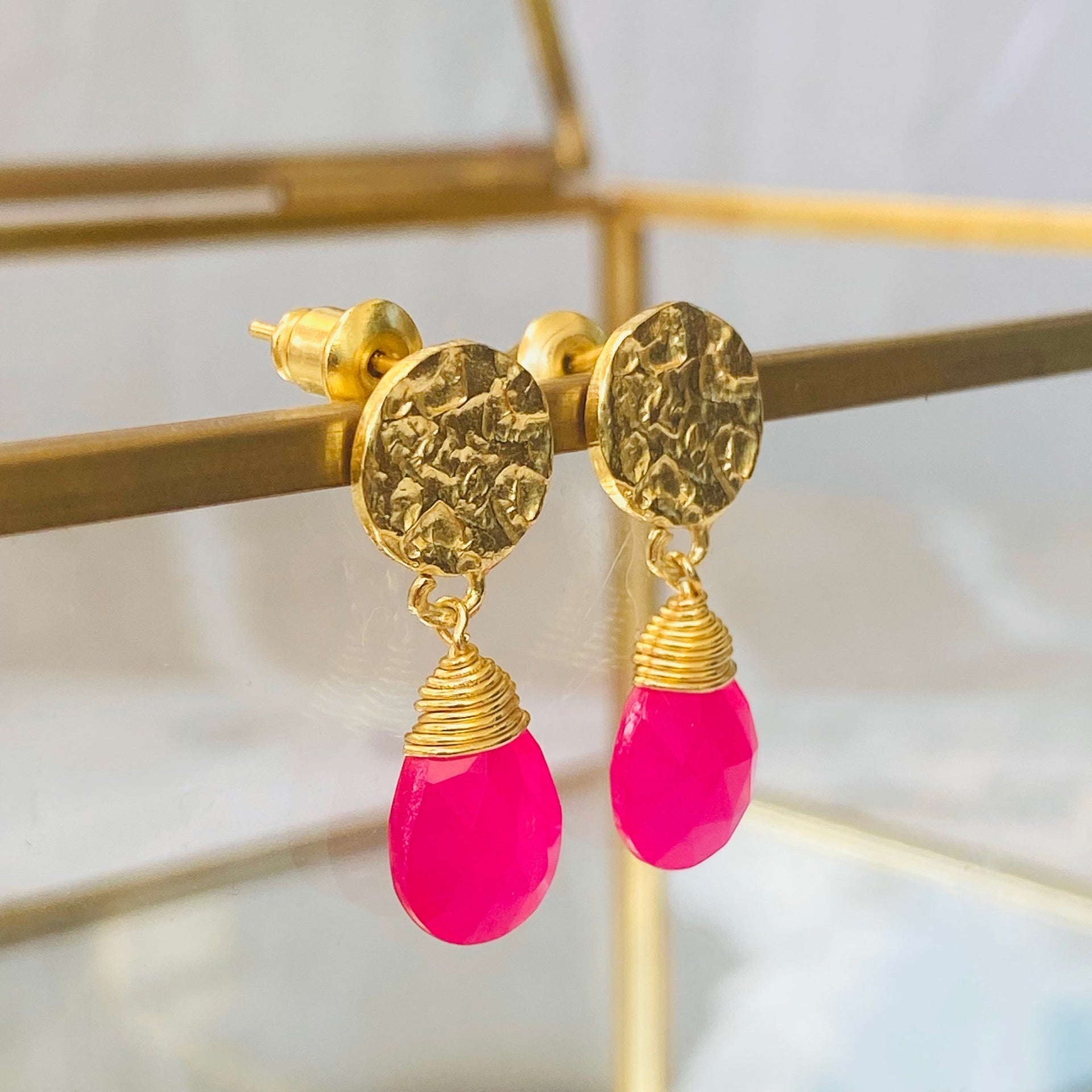 Classic Athena Drop Earrings: Fuchsia Onyx