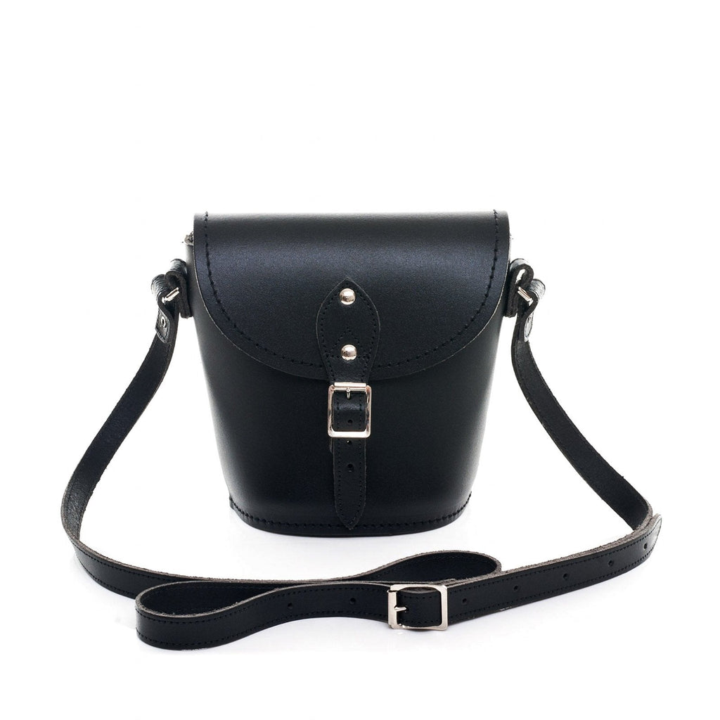 Handmade Leather Barrel Bag - Black