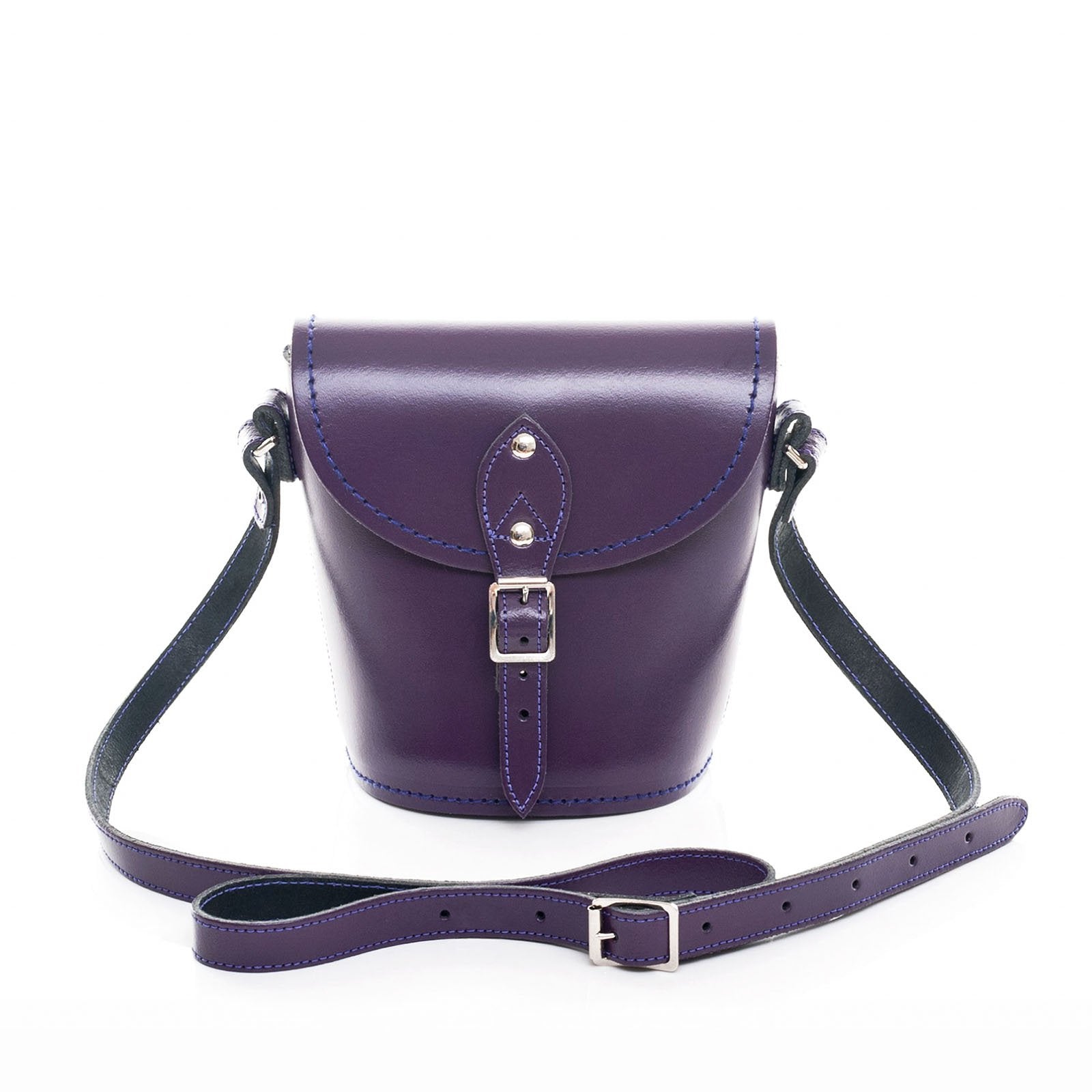 Handmade Leather Barrel Bag - Purple