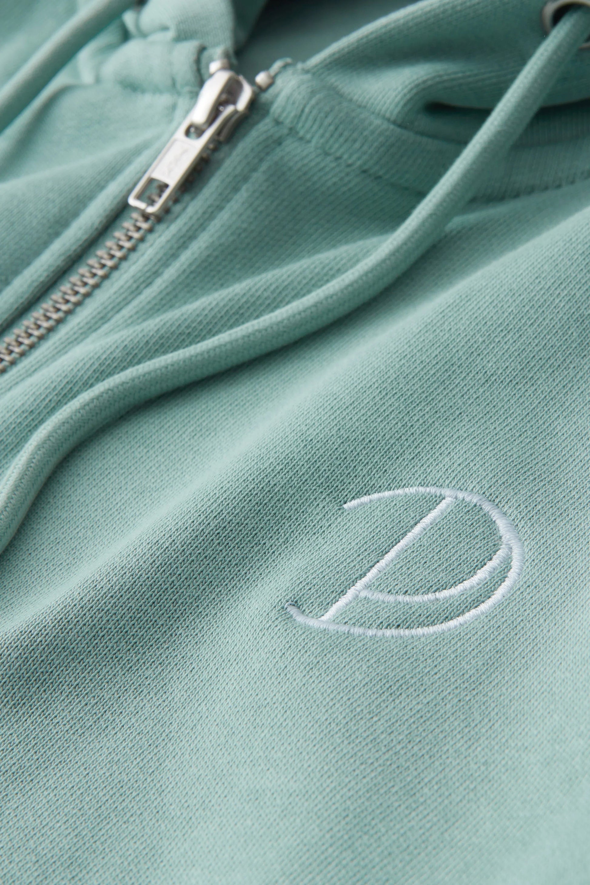 Embroidered Zip Up Hoodie in Organic Cotton
