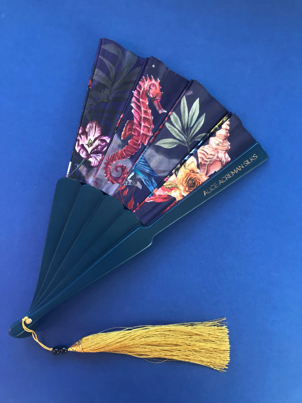 Wonderous Silk Fan with Gold Tassel