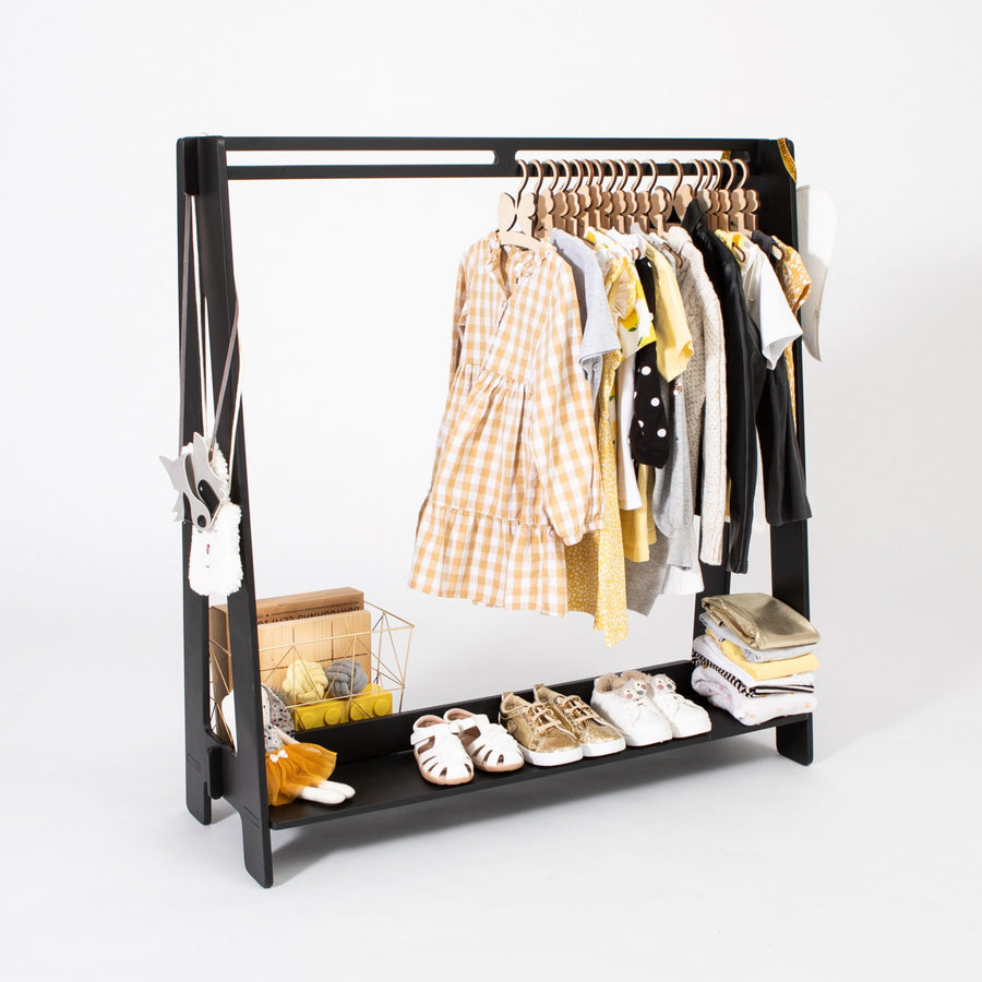 Versatile Toddler Dress Up Rack – Montessori Inspired Organizer by Montessori House Bed at www.brixbailey.com