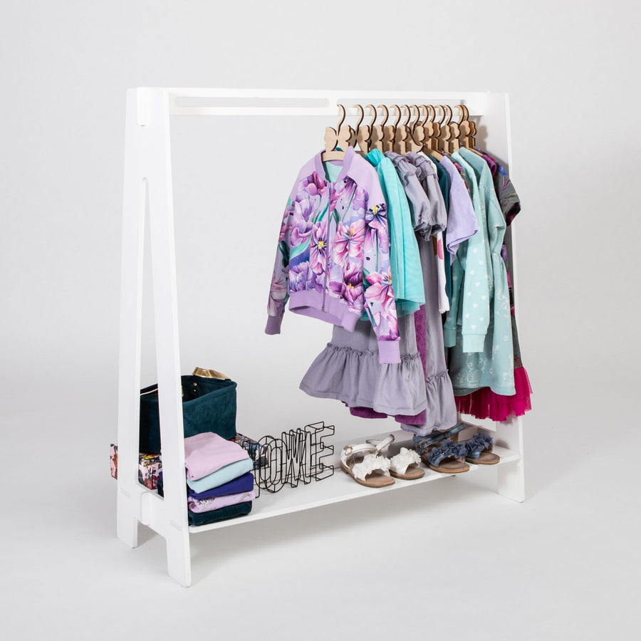 Versatile Toddler Dress-Up & Vendor Display Rack – Montessori Inspired by Montessori House Bed at www.brixbailey.com