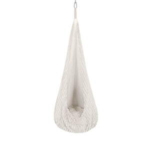bold white churros cotton candy kids swing hanging confidently in a bright modern nursery