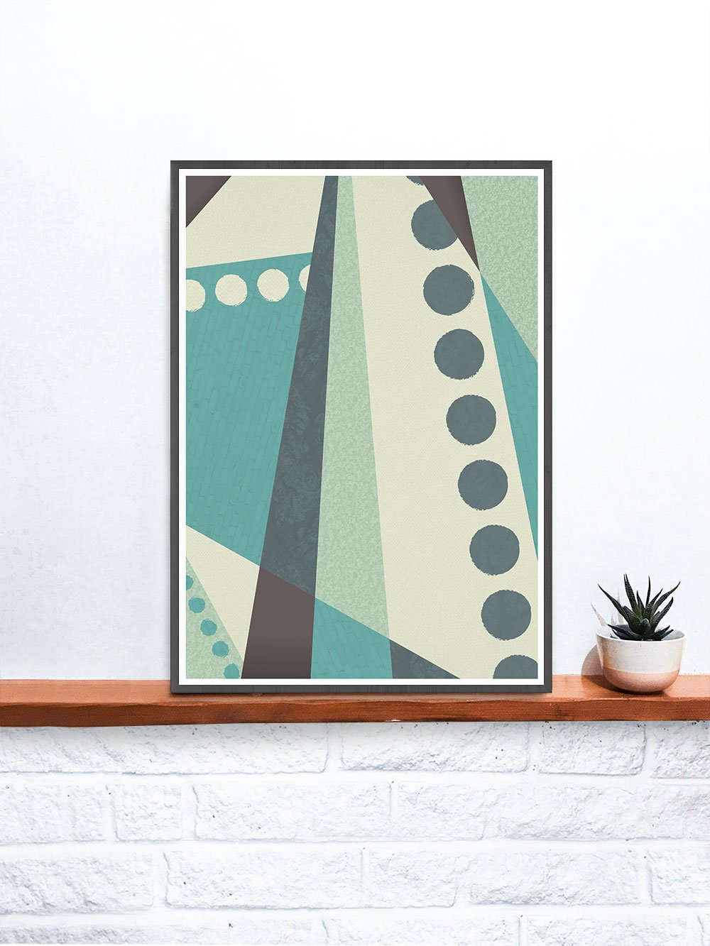Cold Green Geometric Abstract Style Print