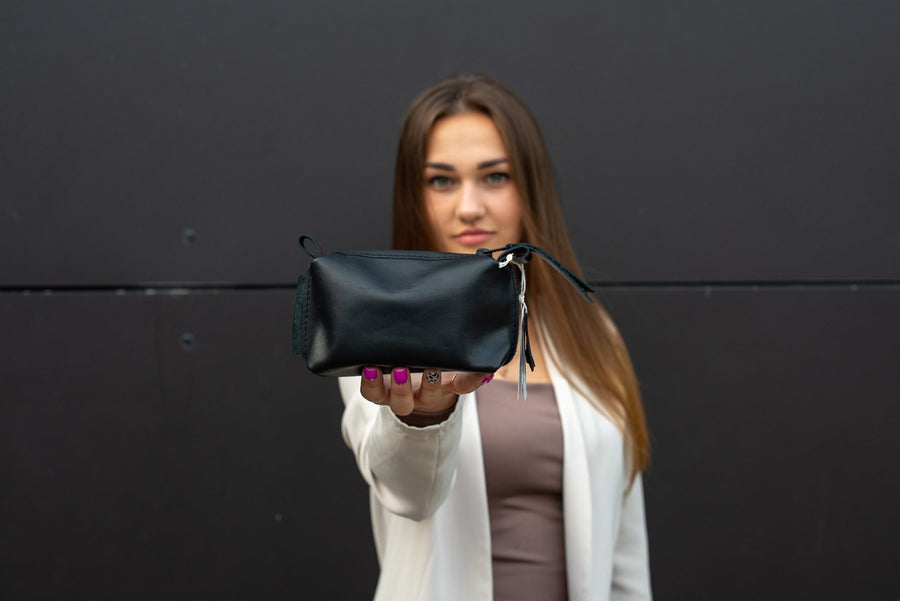 Handmade Leather Cosmetic Bag by Zelma Kraft – Durable & Stylish by Zelma Kraft at brixbailey.com
