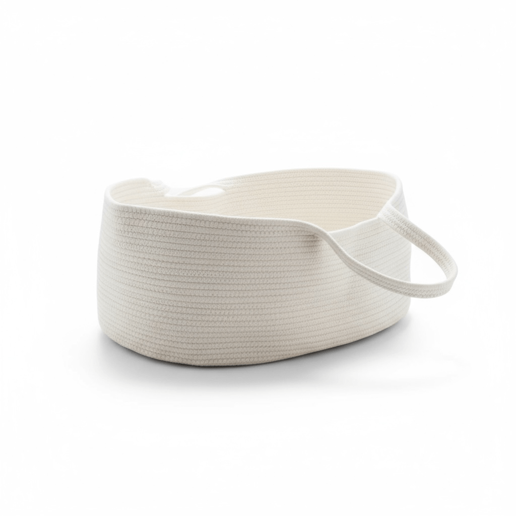 Natural Cotton Rope Storage Basket in Beige