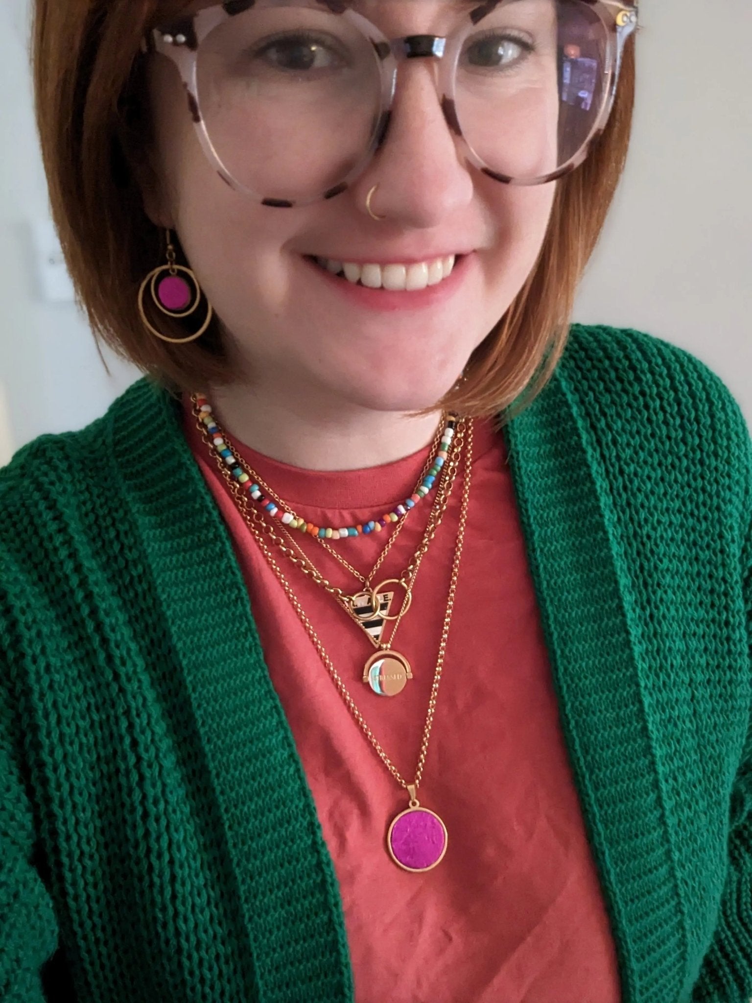 Cork and steel hoop earrings