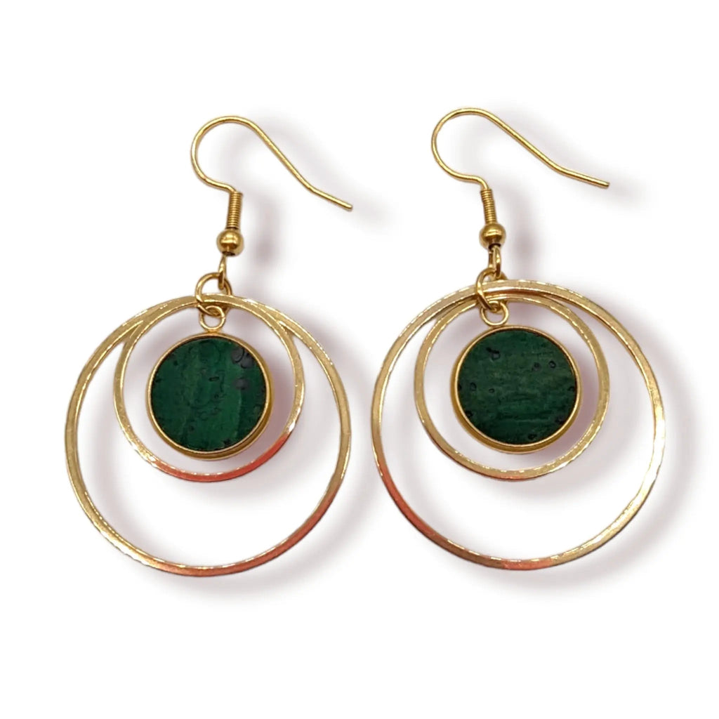 Cork and steel hoop earrings