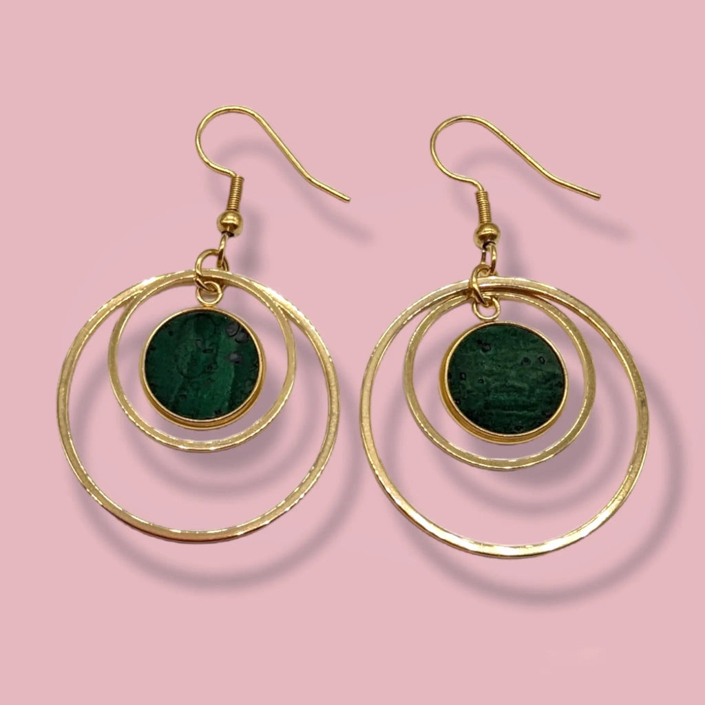 Cork and steel hoop earrings