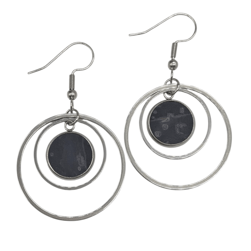 Cork and steel hoop earrings