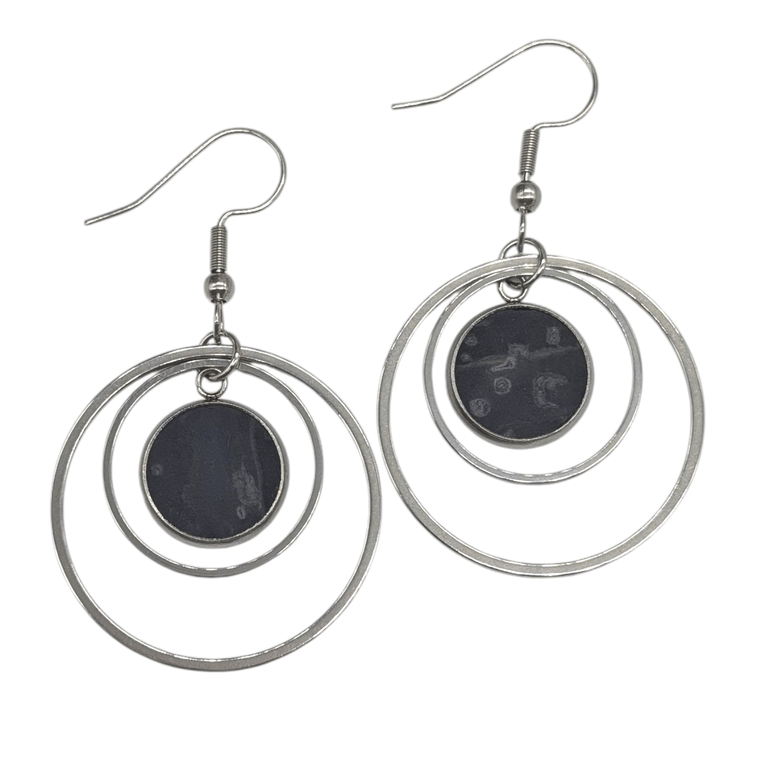 Cork and steel hoop earrings