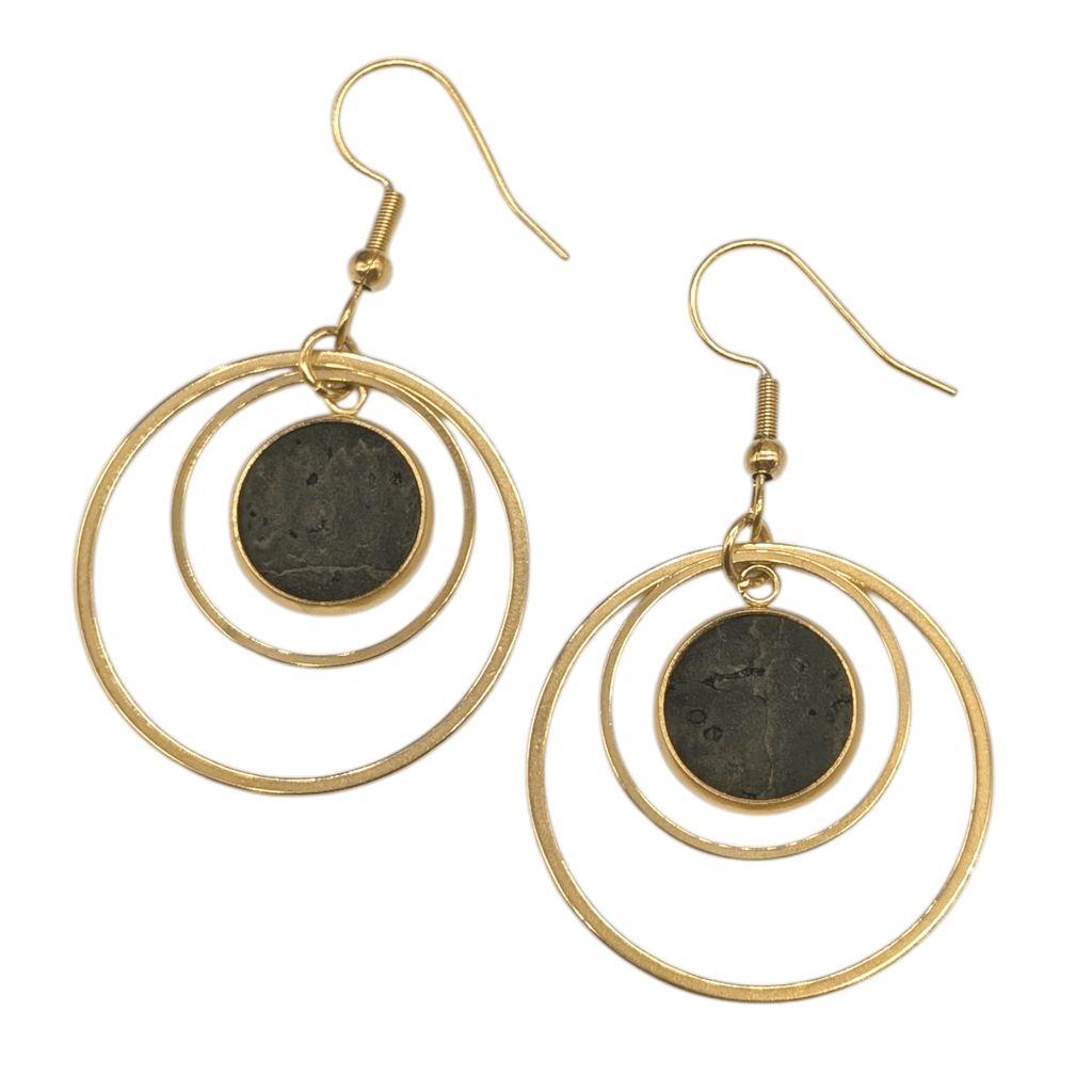 Cork and steel hoop earrings