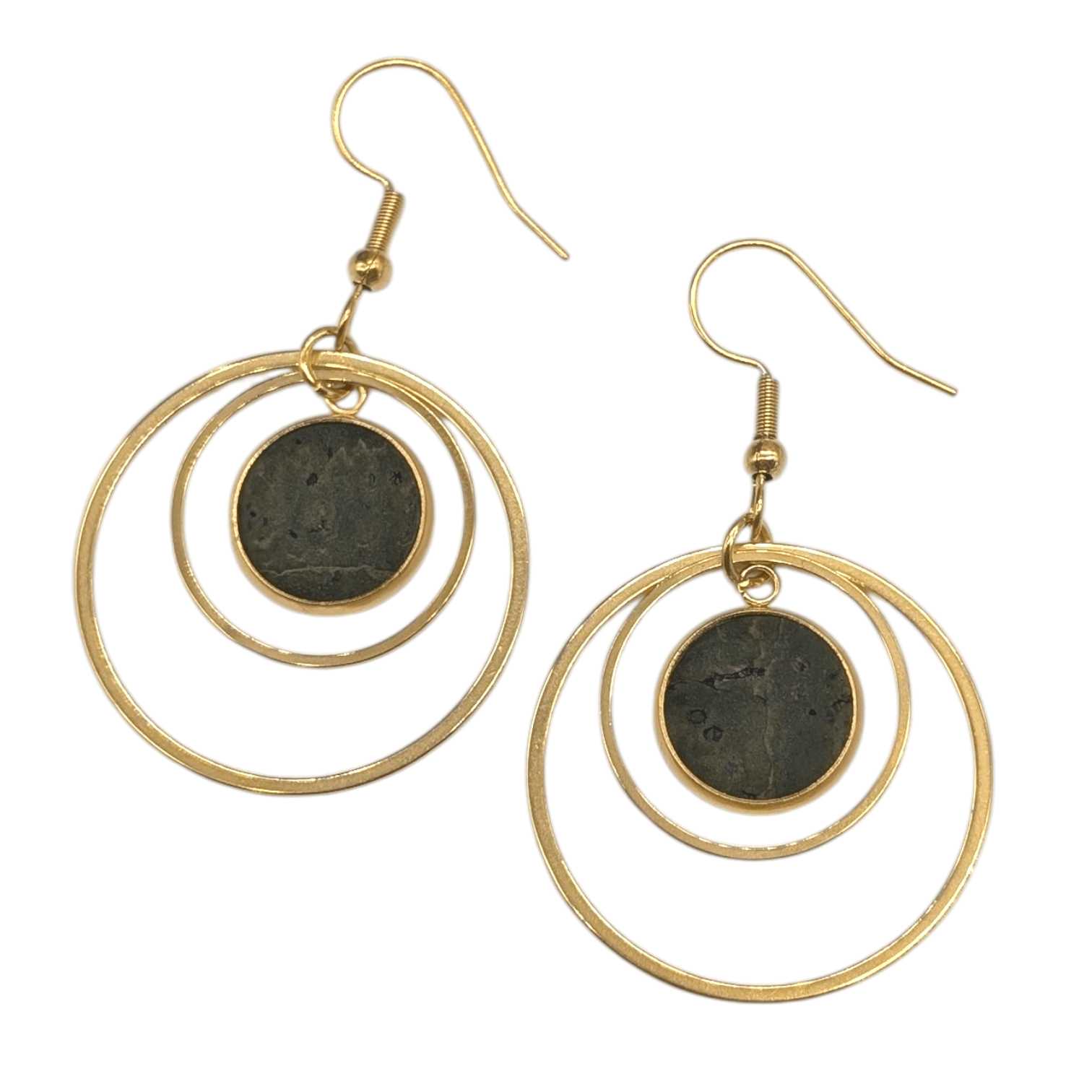 Cork and steel hoop earrings