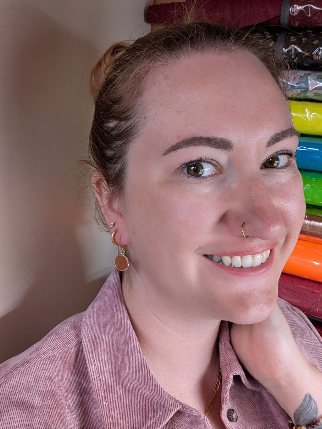 Cork spot huggy hoop earrings