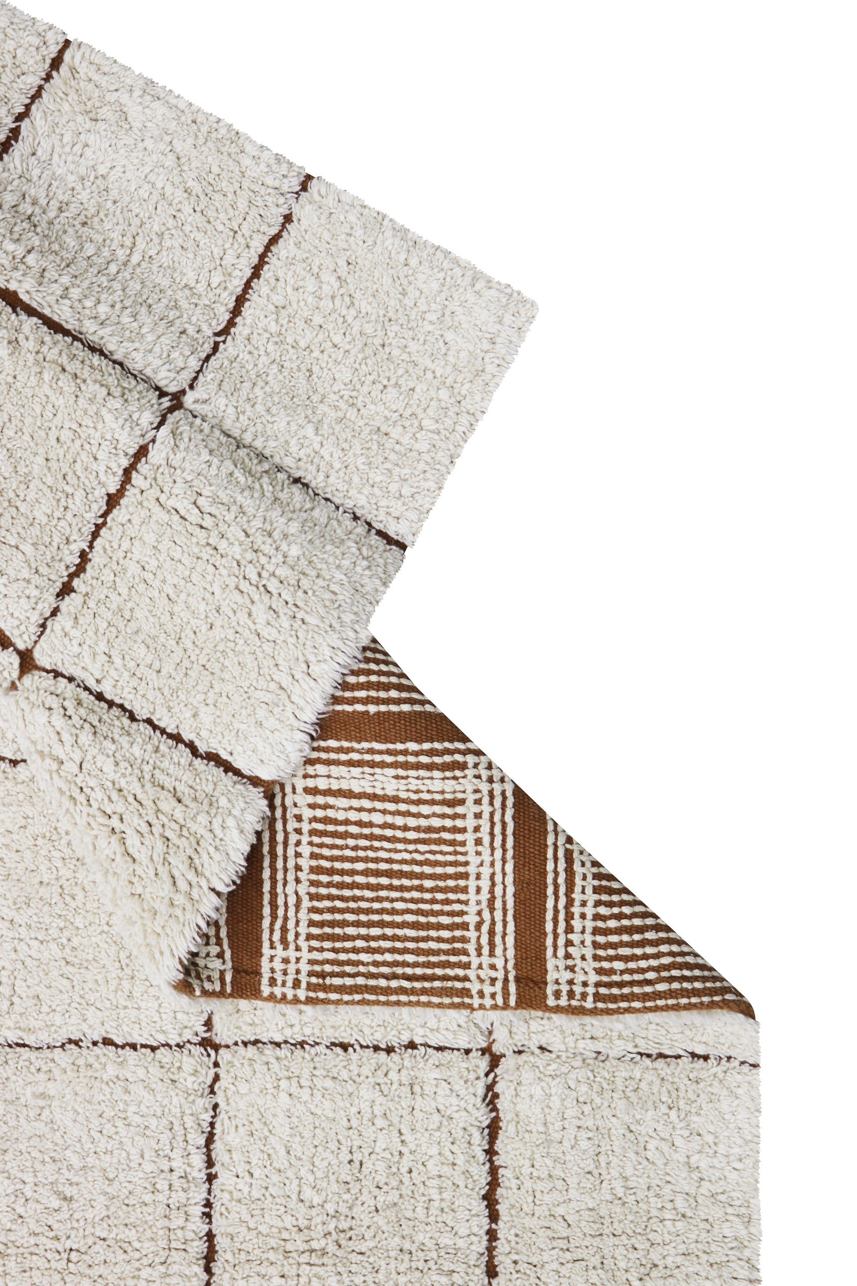 Inspired Vintage Tile Rug - Natural Cotton & Toffee Design, Lightweight & Durable, 120x160cm by Lorena Canals at www.brixbailey.com