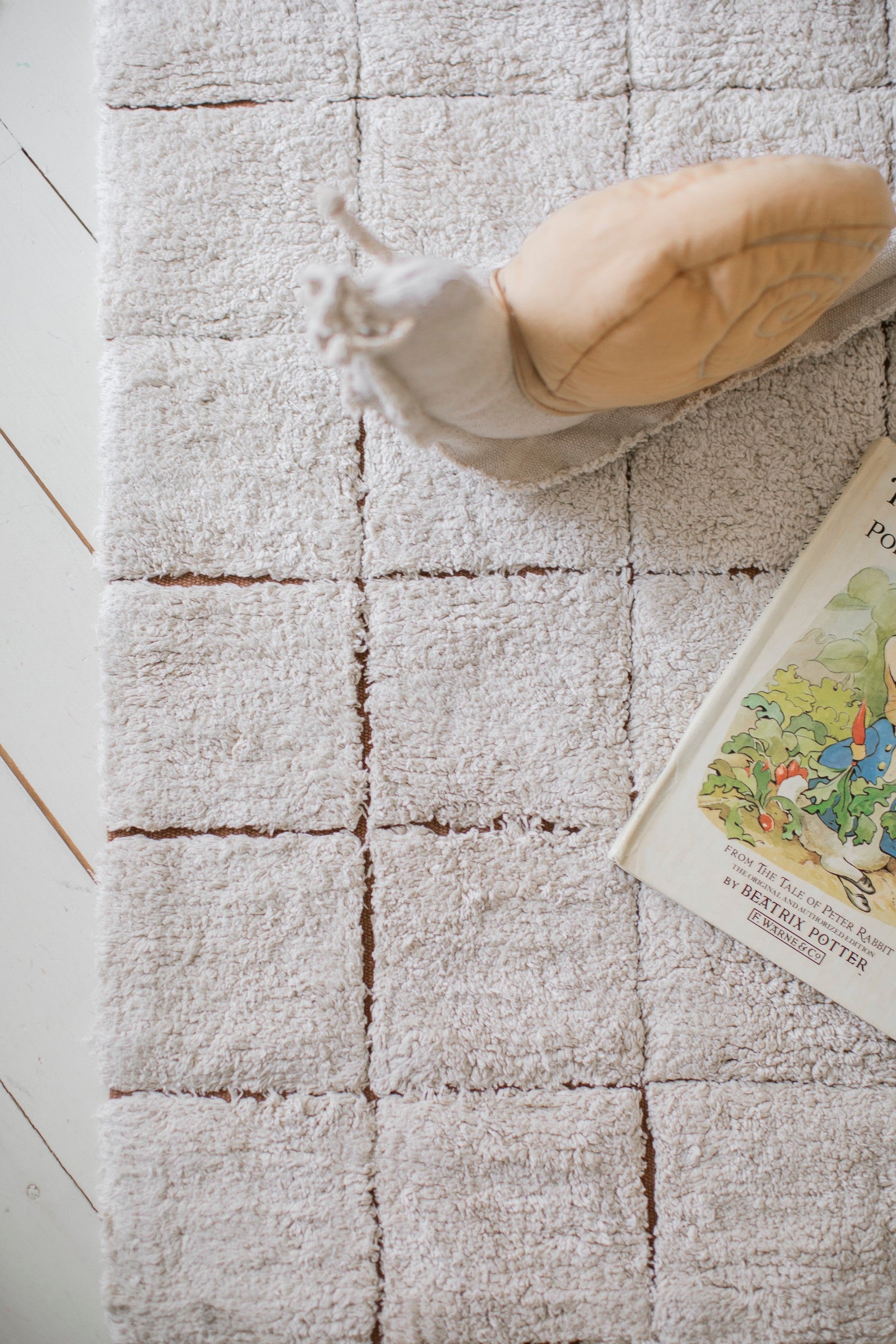 Vintage Mosaic Pattern Rug - Natural Cotton & Toffee Canvas, Lightweight & Durable by Lorena Canals at www.brixbailey.com