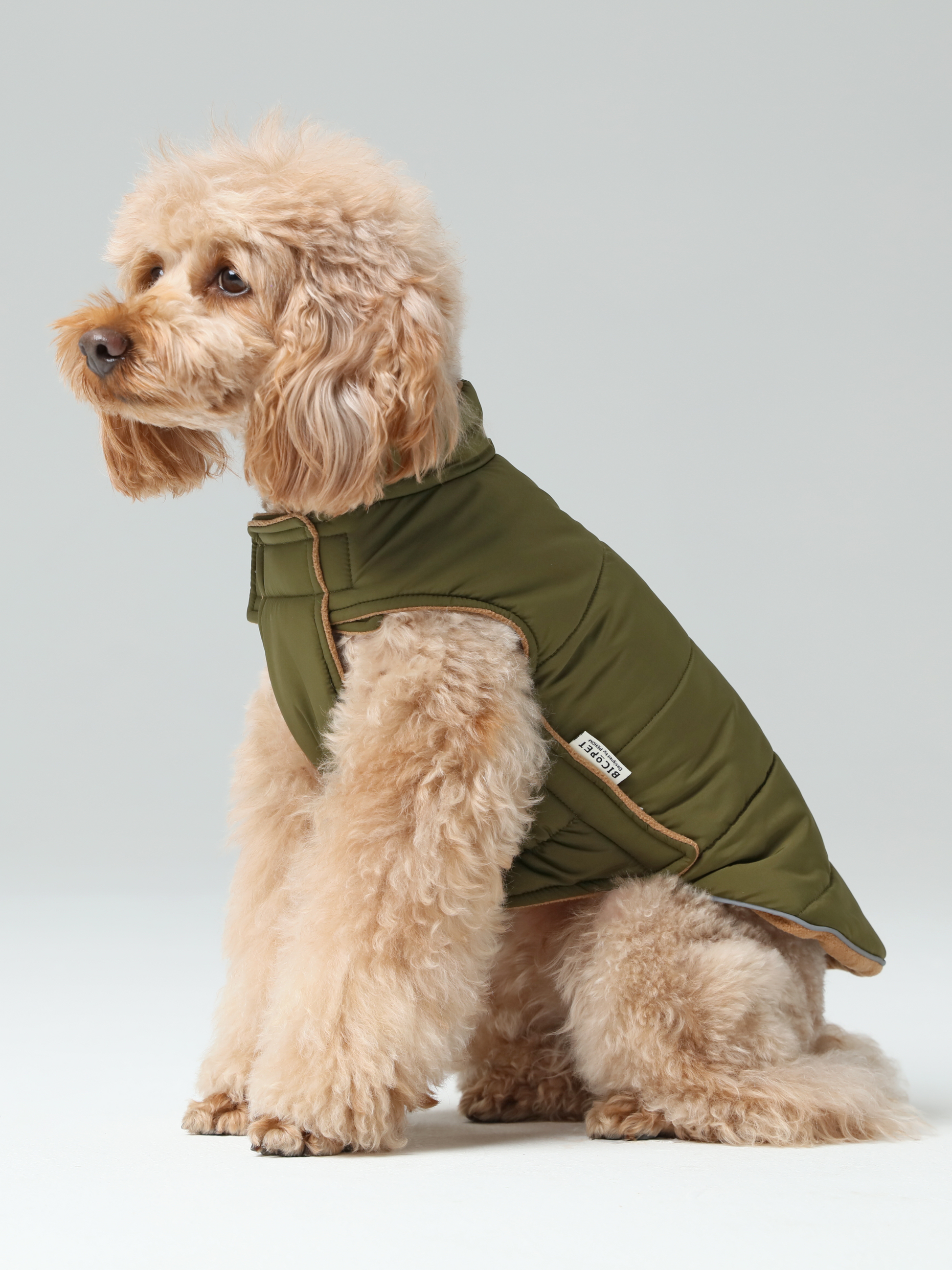 Reversible Dog Vest Jacket in Green and Brown