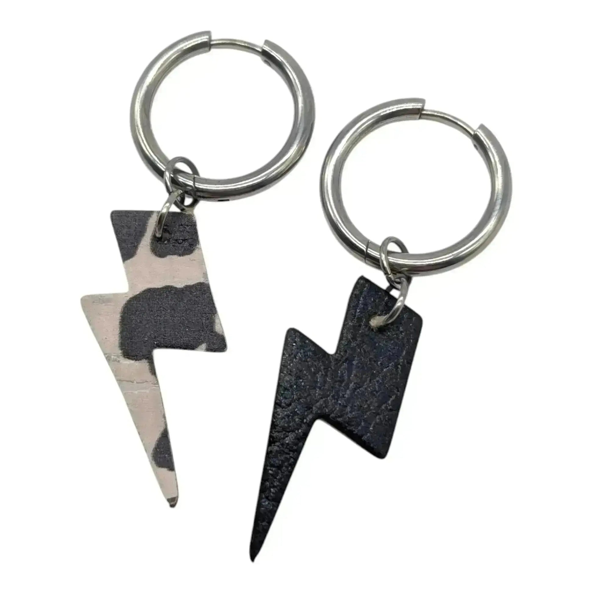 Cow print lightning bolt cork charms