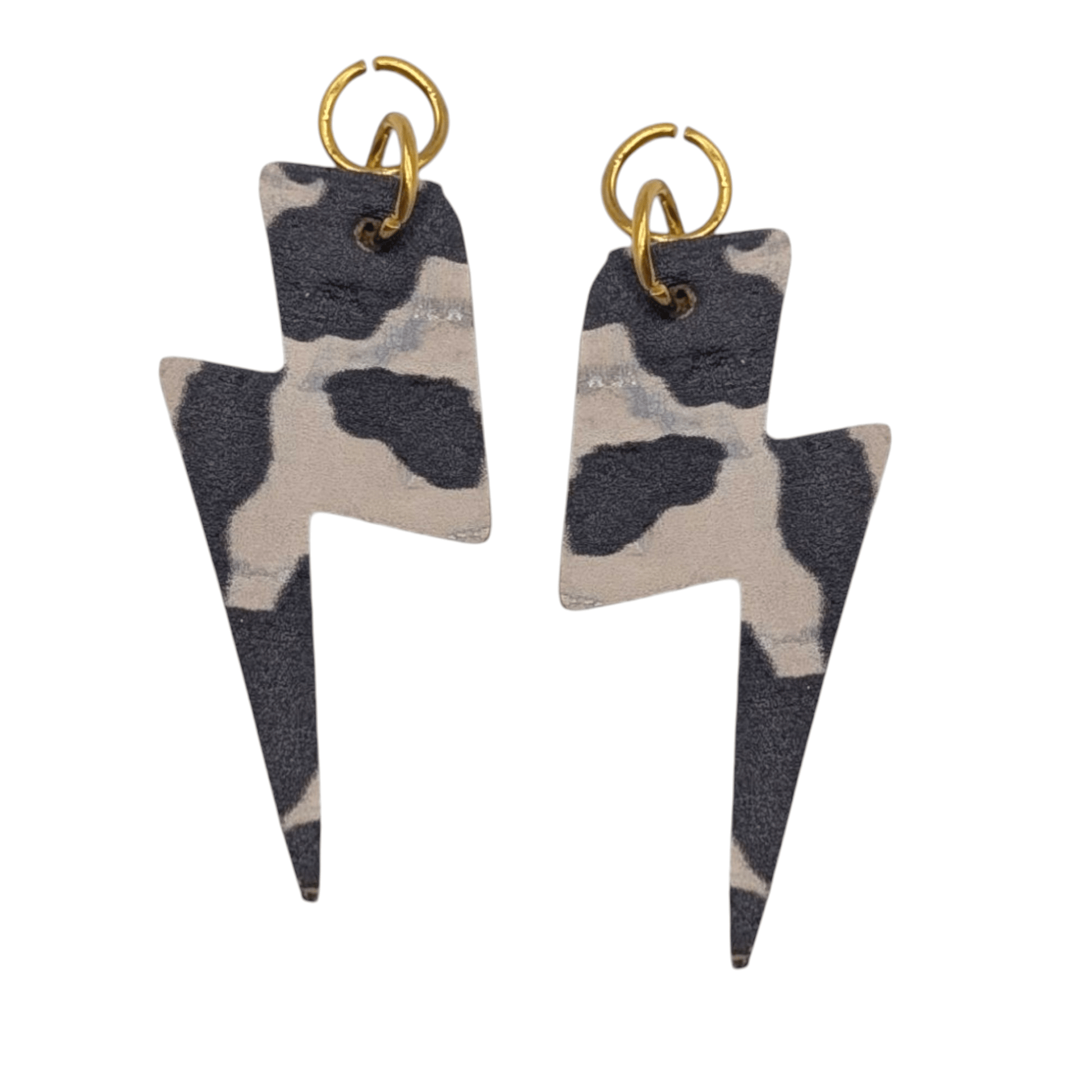 Cow print lightning bolt cork charms