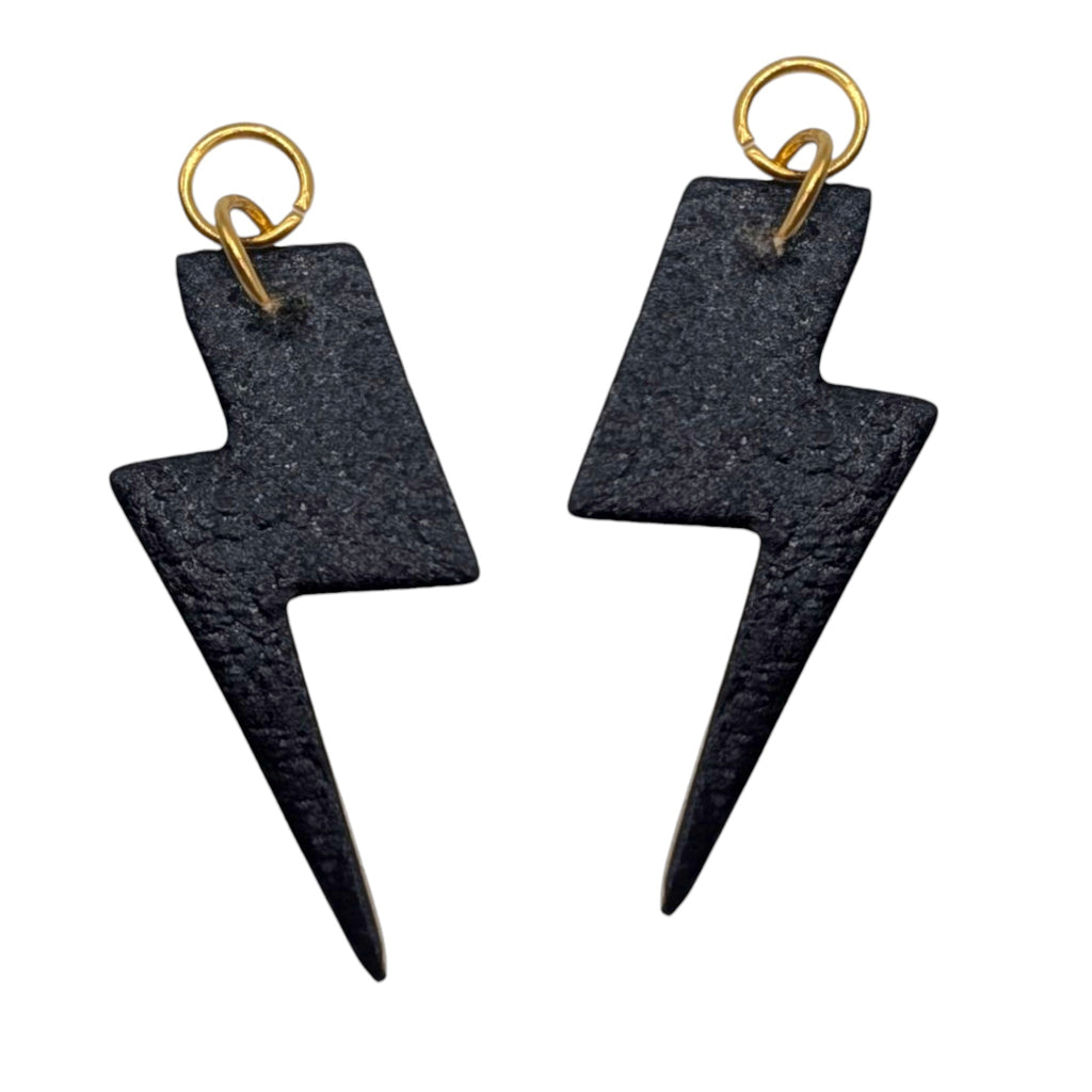 Cow print lightning bolt cork charms