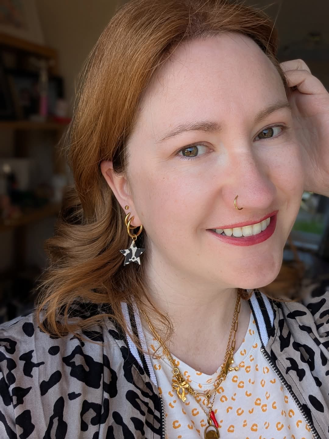 Cow print star cork charms