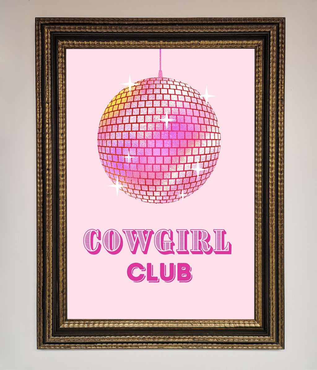 Cowgirl Club Disco Ball Framed Print