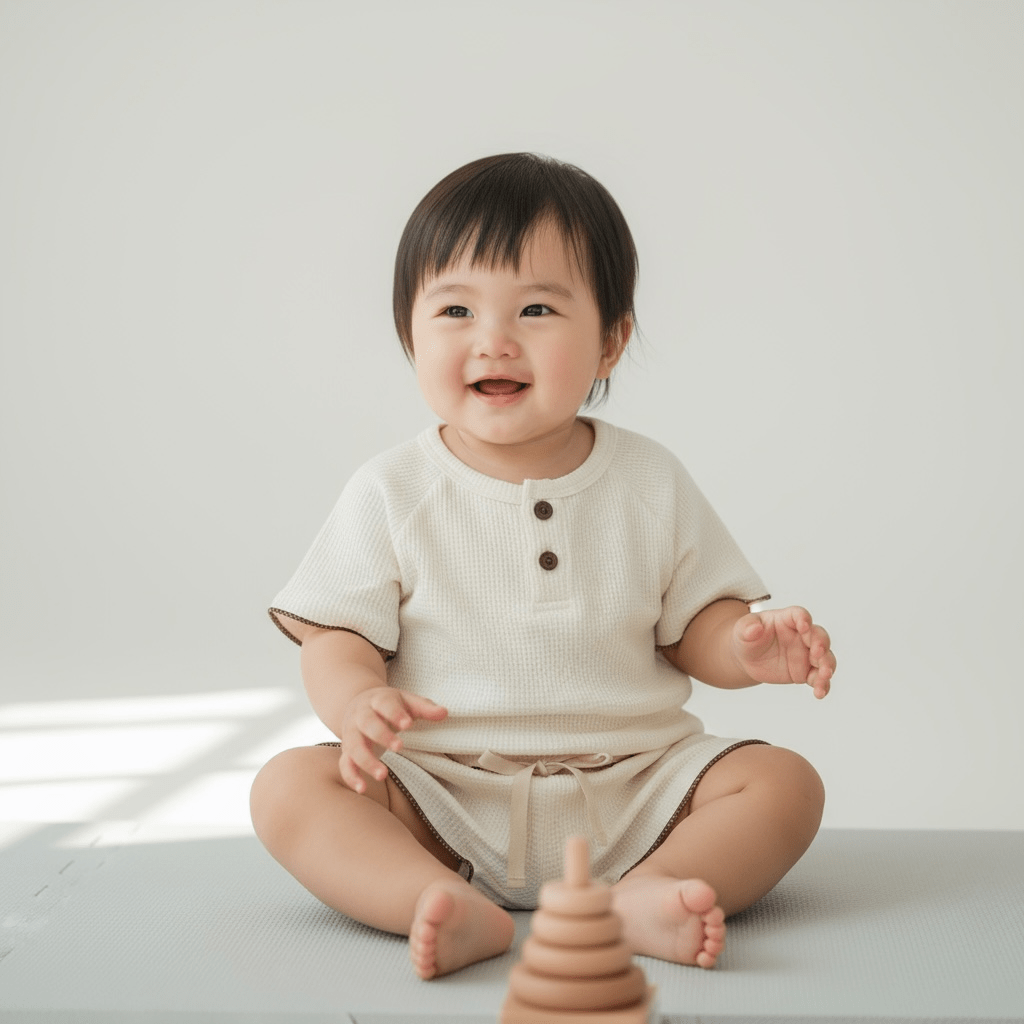 Cream Waffle Ruffle Edge Top and Shorts Set