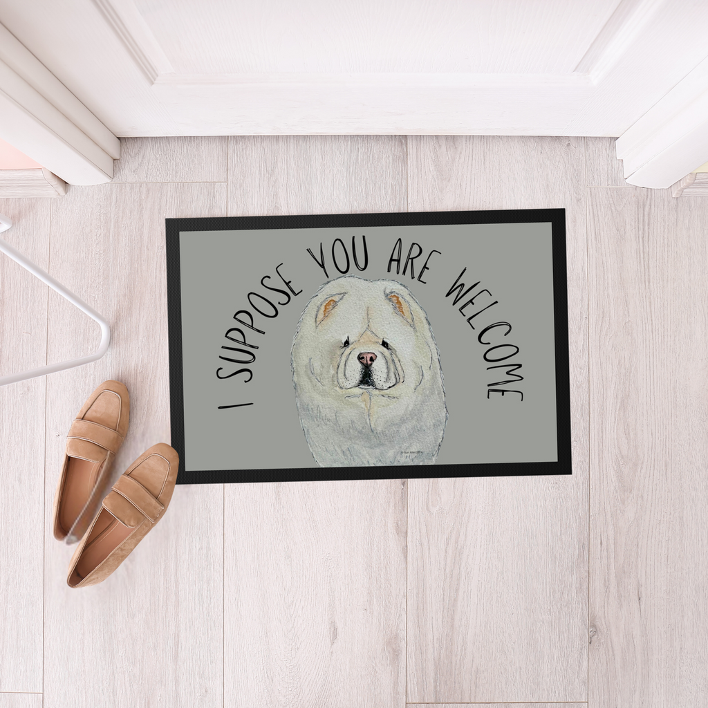 Cream Chow Chow Doormat – “I Suppose You Are Welcome”!