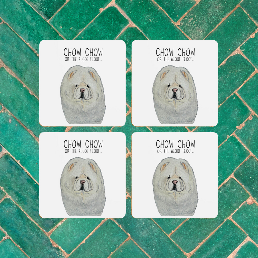 Cream Chow Chow Coasters – Pack of 4 for Dog Lovers!