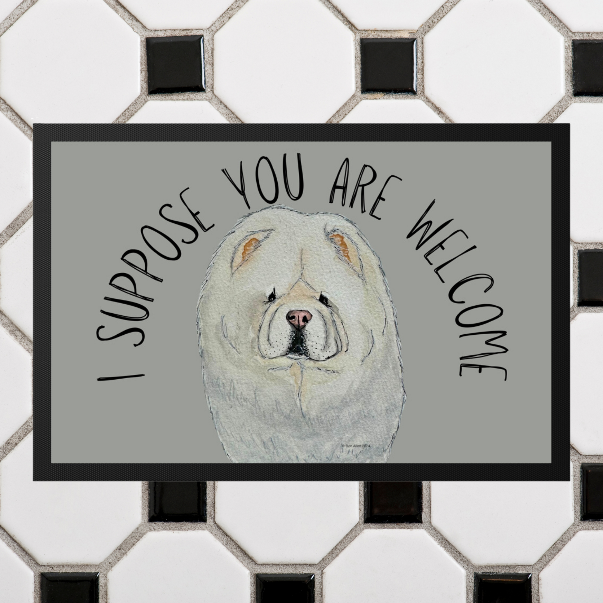 Cream Chow Chow Doormat – “I Suppose You Are Welcome”!