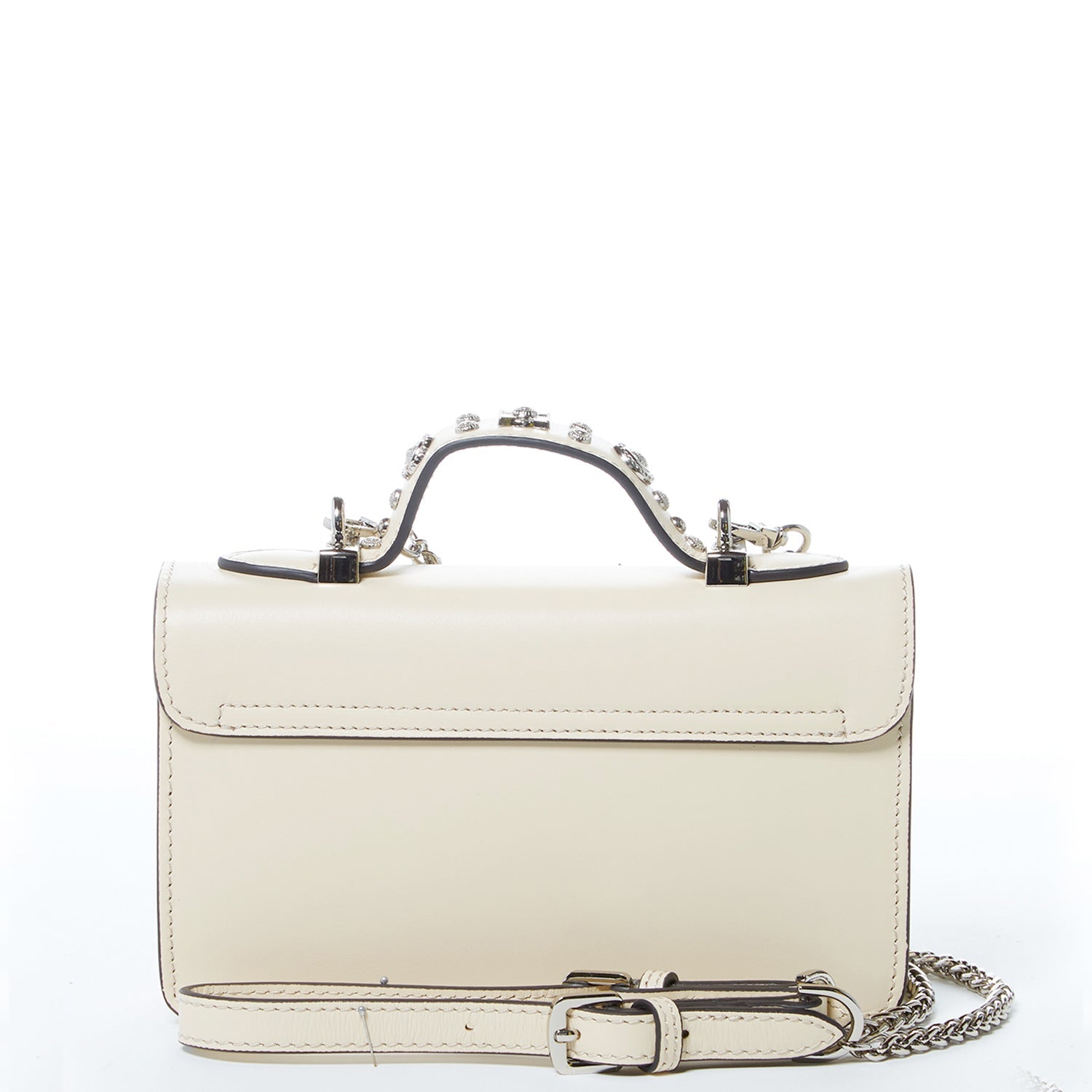 Small Studded Leather Crossbody Bag in Cream