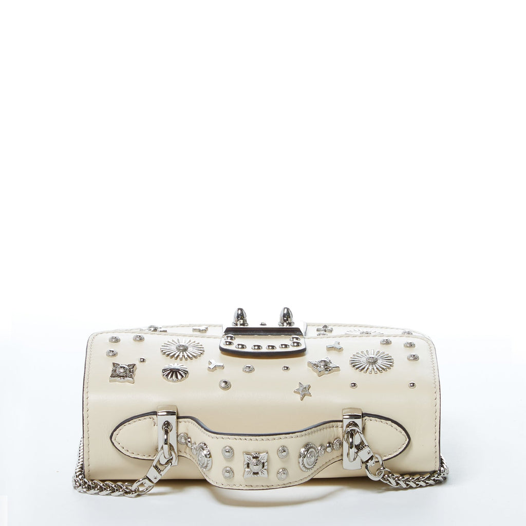 Small Studded Leather Crossbody Bag in Cream