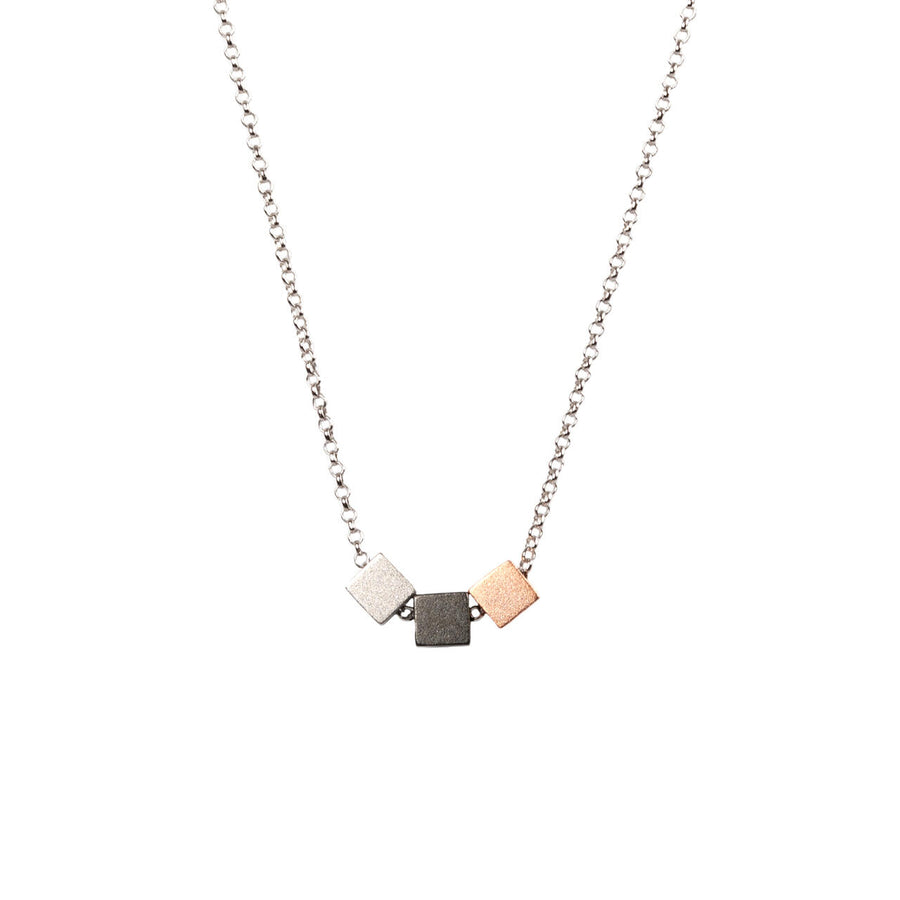 Elegant Satin Cube Choker – Rhodium & Rose Gold Plated by MyaMoon at www.brixbailey.com