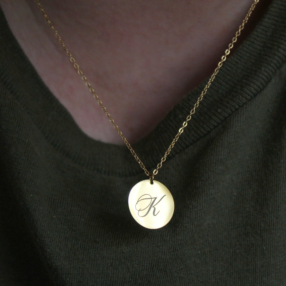 Custom engraved disc necklace