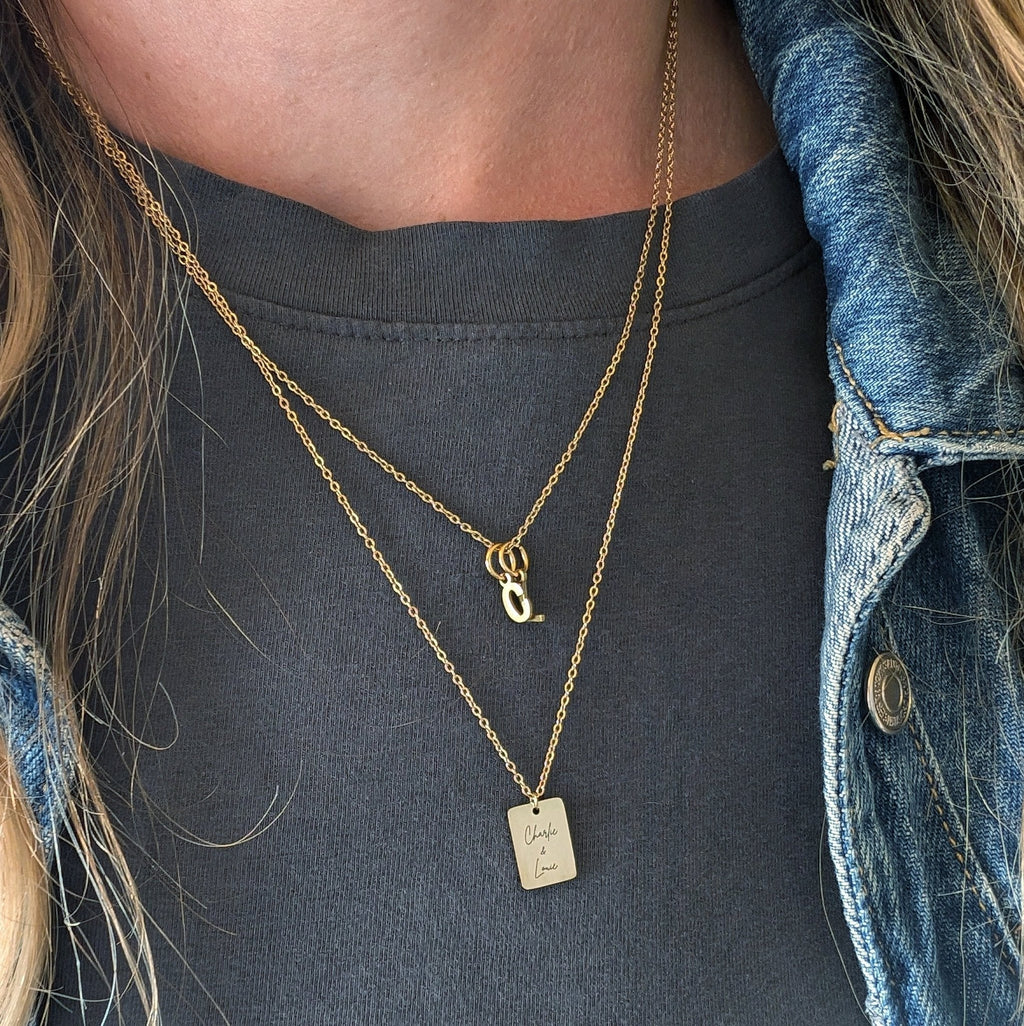 Custom engraved tiny tag necklace