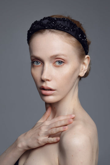 Hestia Mulberry Silk Headband – Hand-Beaded & Lightweight by Eva Oherjus at www.brixbailey.com