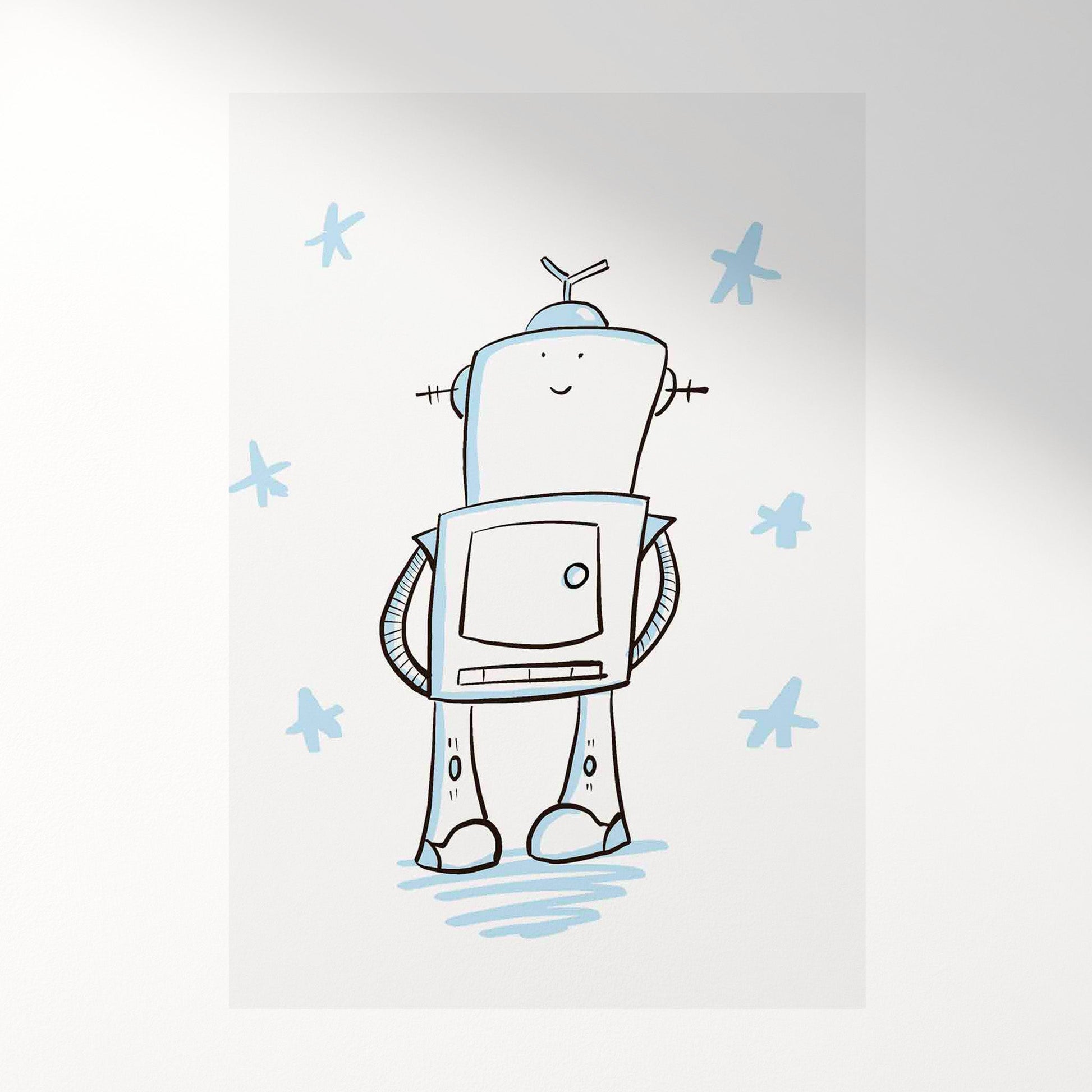 Cute Robot Illustration Art Print - Wall Decor for Kids
