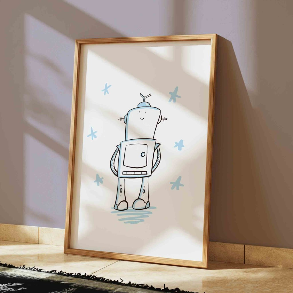 Cute Robot Illustration Art Print - Wall Decor for Kids