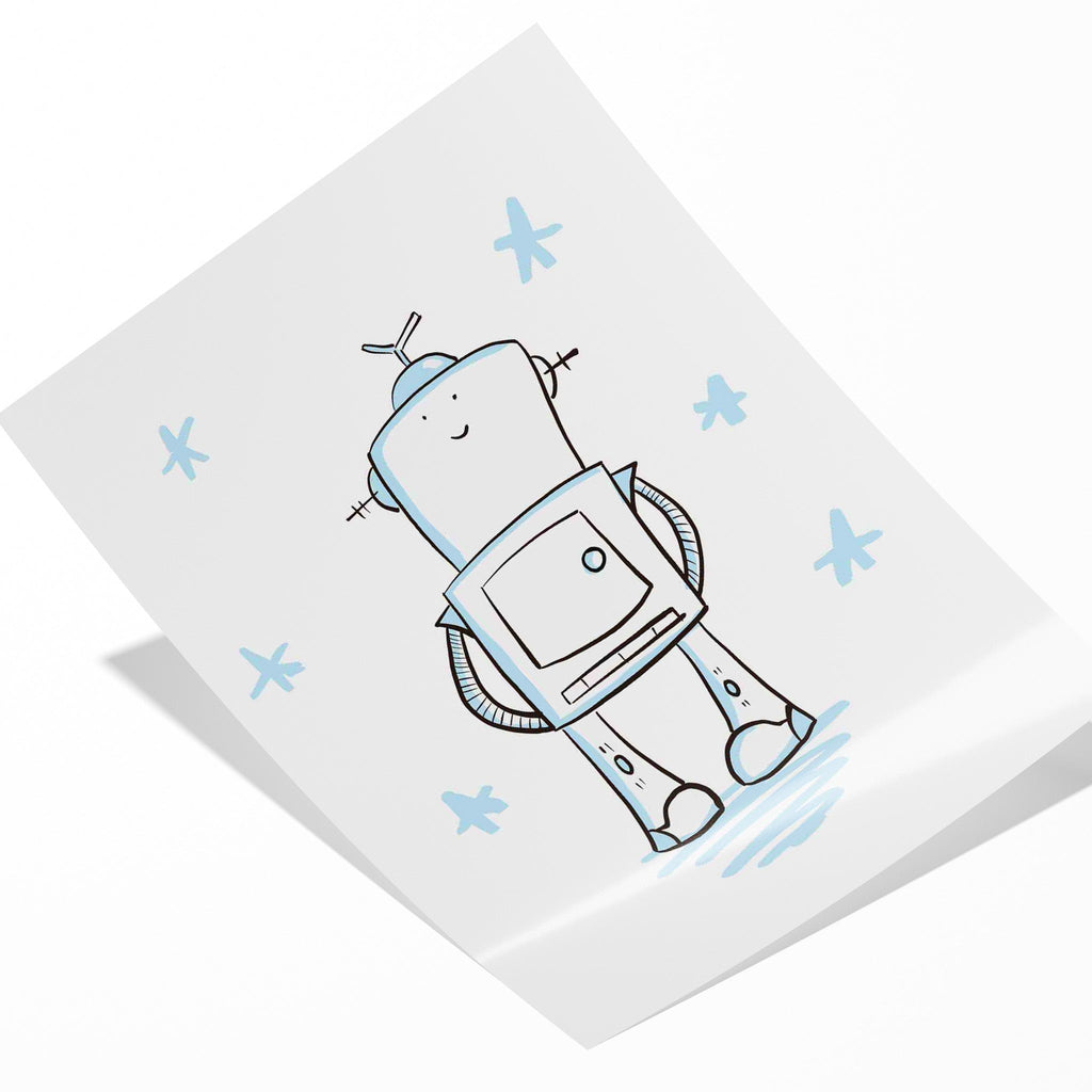 Cute Robot Illustration Art Print - Wall Decor for Kids