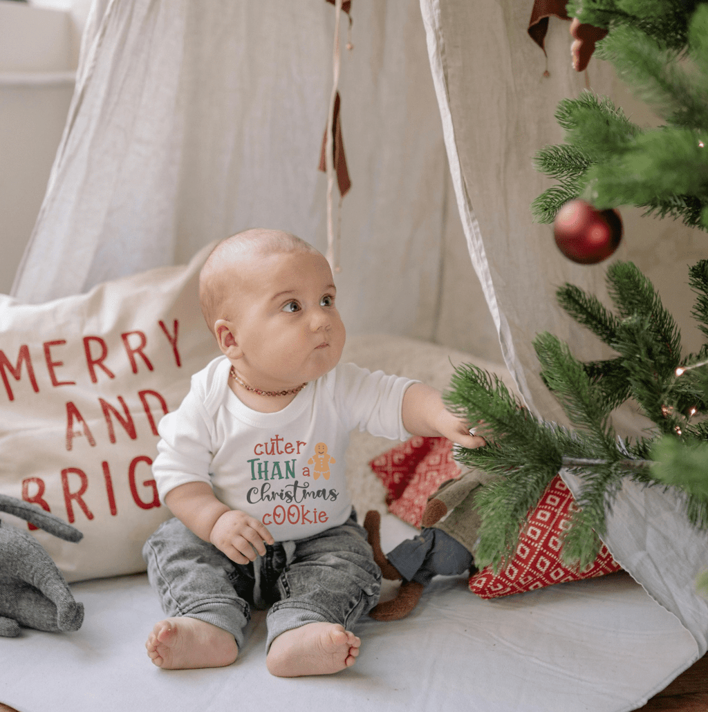 Long Sleeve Christmas Cookie Graphic Bodysuit for Baby