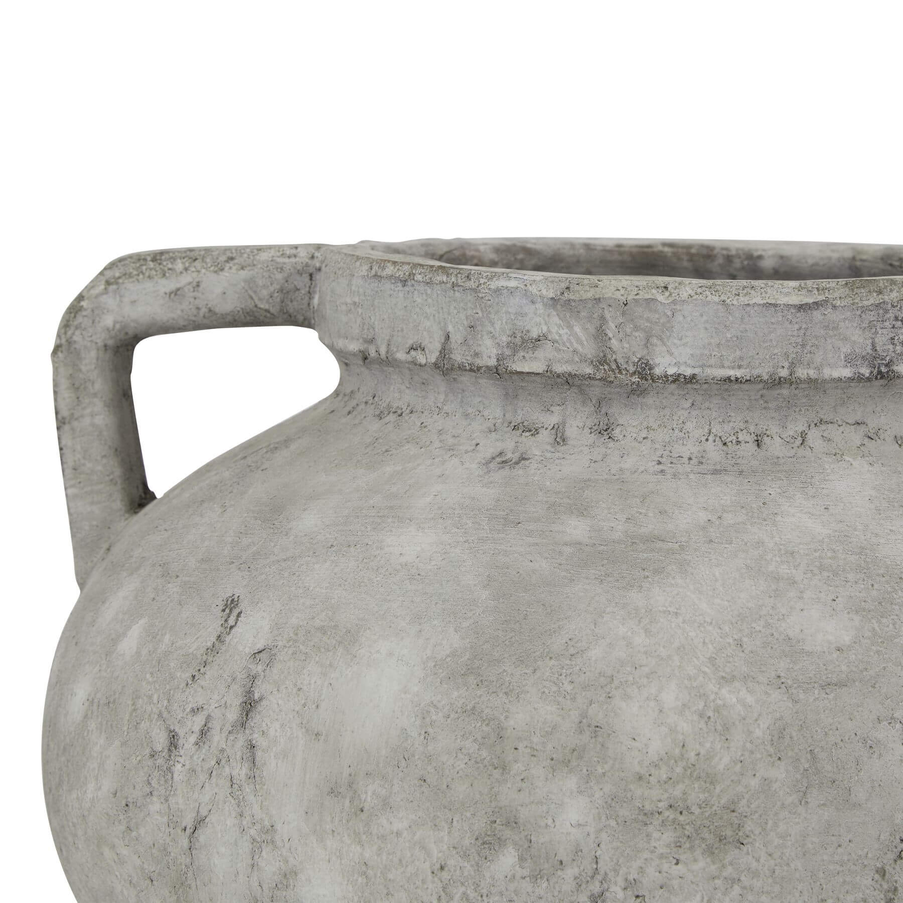 White ceramic Athena Stone Pelike pot, 38cm wide, elegant floral vase for modern or rustic home decor by Sostter at brixbailey.com