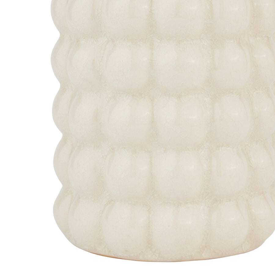 Handcrafted cream ceramic bubble texture vase with light-catching design for modern organic decor. by Sostter at brixbailey.com