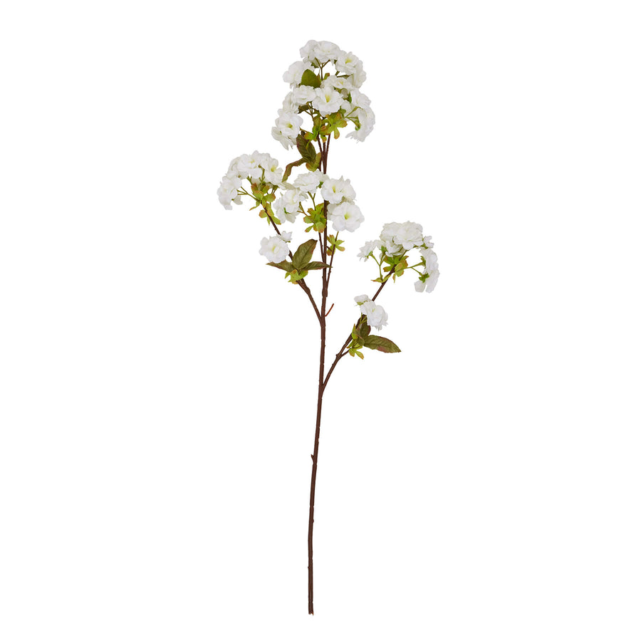130cm white artificial cherry blossom stem with lifelike petals for home decor by Sostter at brixbailey.com