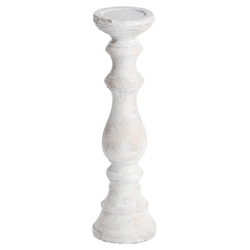 Handcrafted cream stone candle holder with textured finish, organic modern design, 40cm tall for home decor ambiance. by Sostter at brixbailey.com